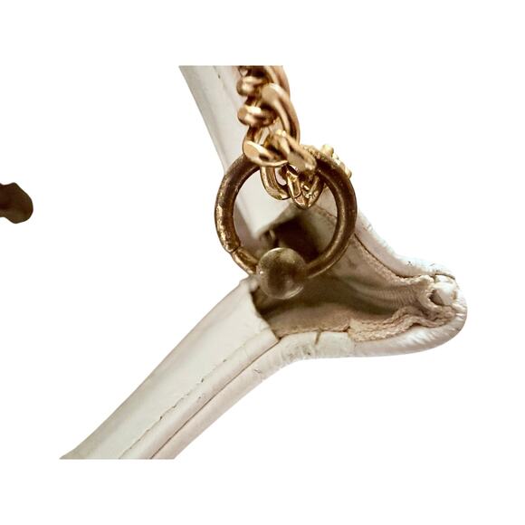 Vintage Andé Quilted White Leather Shoulder Bag Gold Chain Strap 1980s Classic - Picture 5 of 7